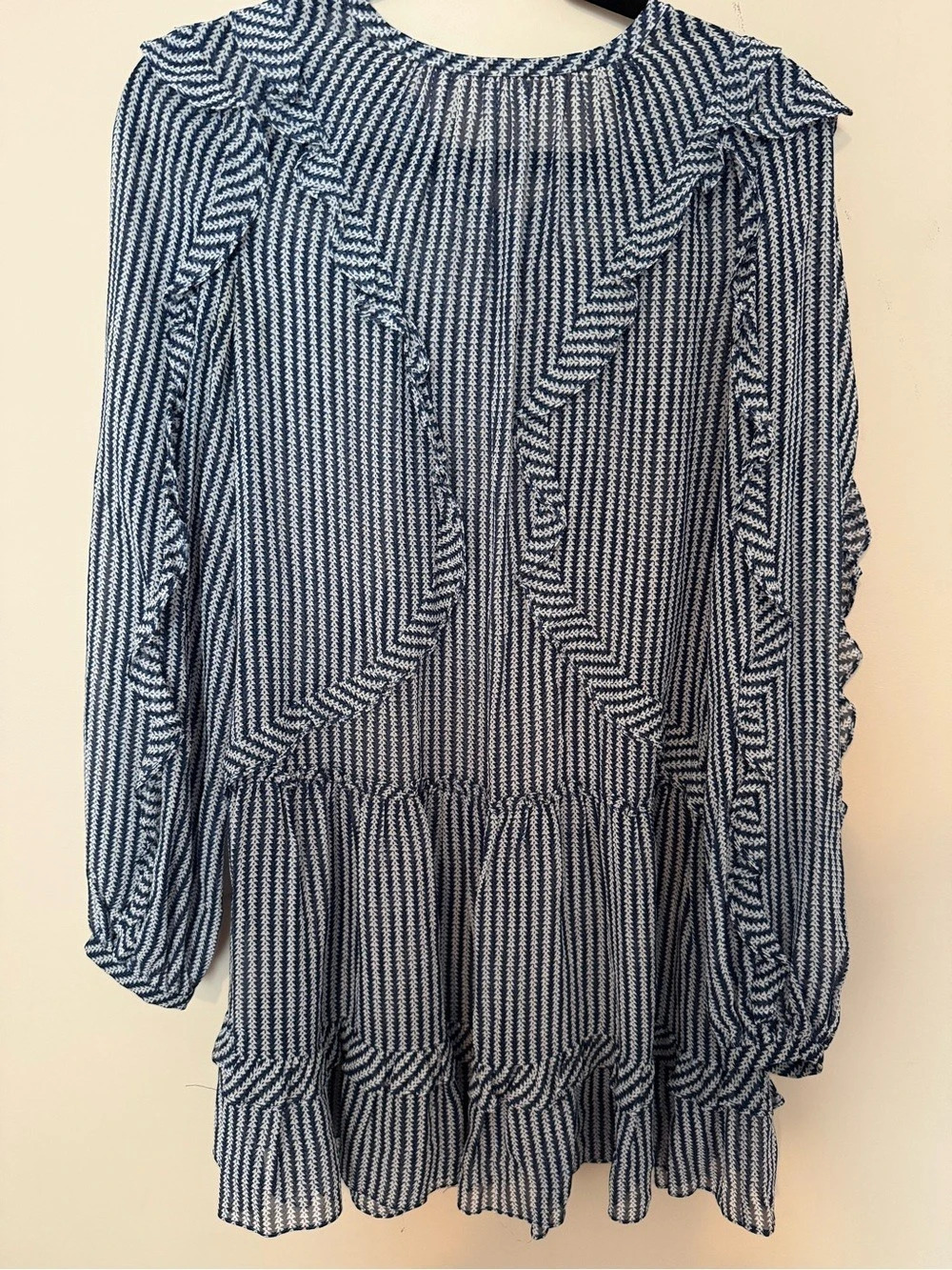 BCBGMAXAZRIA Geometric Mini Dress Blue & White Size XS